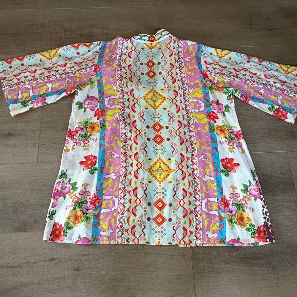 Angel Heart Boutique Embroidered Kimono Style Open Robe Duster Multicolor O/S - Picture 11 of 16